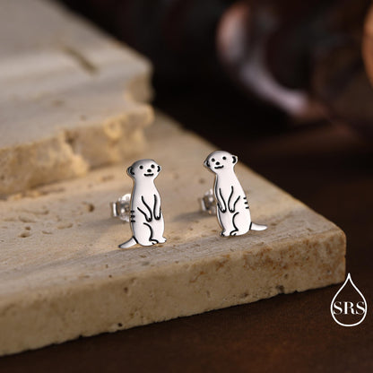 Tiny Meerkat Stud Earrings in Sterling Silver, Silver or Gold or Rose Gold Finish, Cute Animal Earrings, Nature Inspired Jewellery
