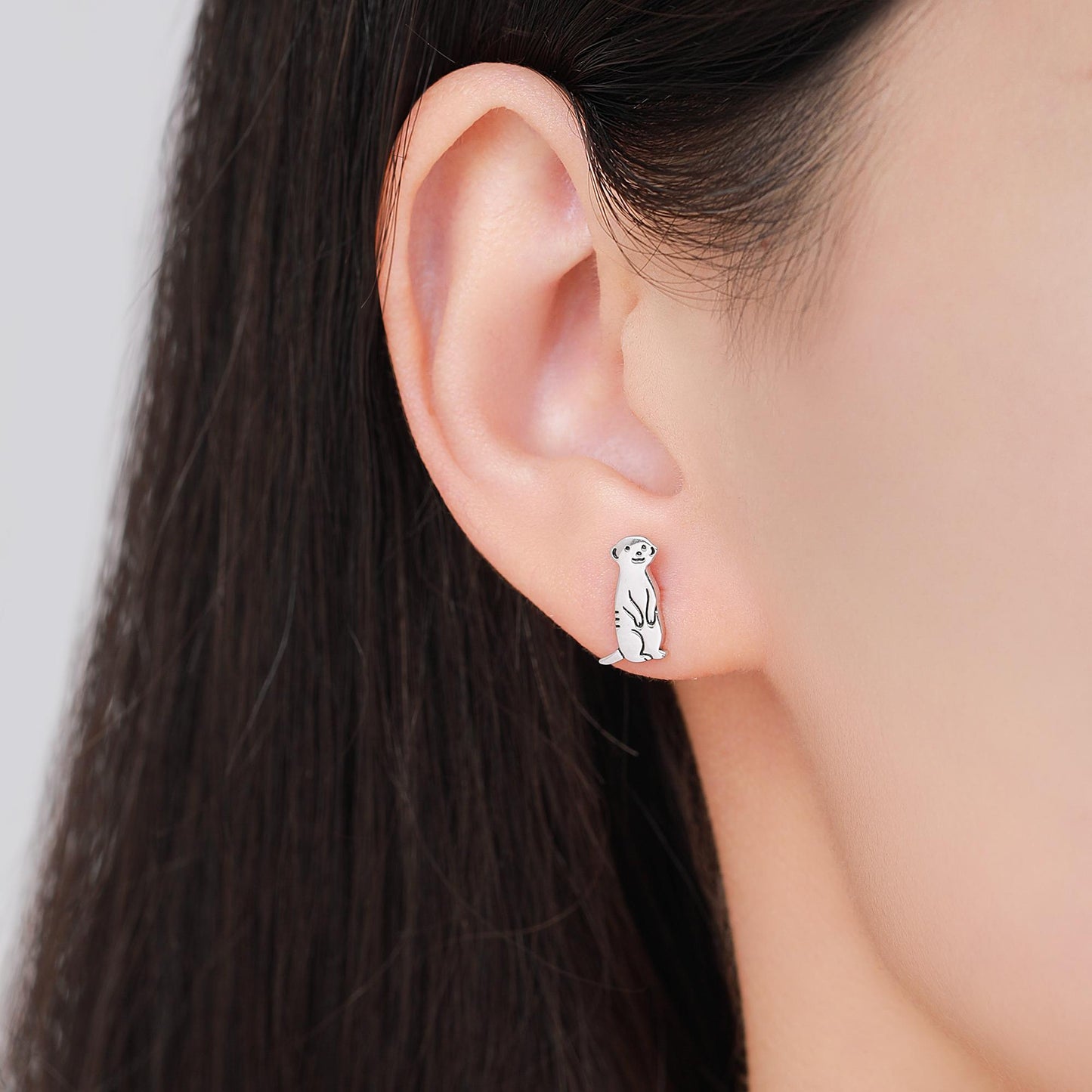 Tiny Meerkat Stud Earrings in Sterling Silver, Silver or Gold or Rose Gold Finish, Cute Animal Earrings, Nature Inspired Jewellery