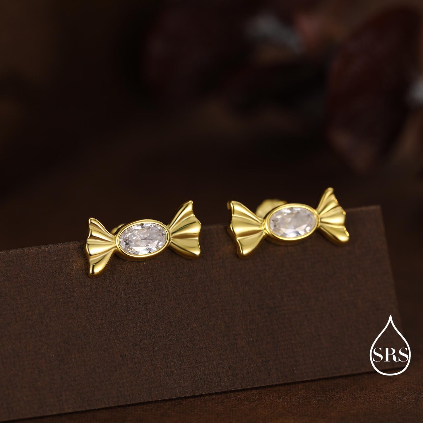 CZ Candy Stud Earrings in Sterling Silver, Silver or Gold Finish, Small Candy Sweet Earrings