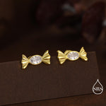 CZ Candy Stud Earrings in Sterling Silver, Silver or Gold Finish, Small Candy Sweet Earrings