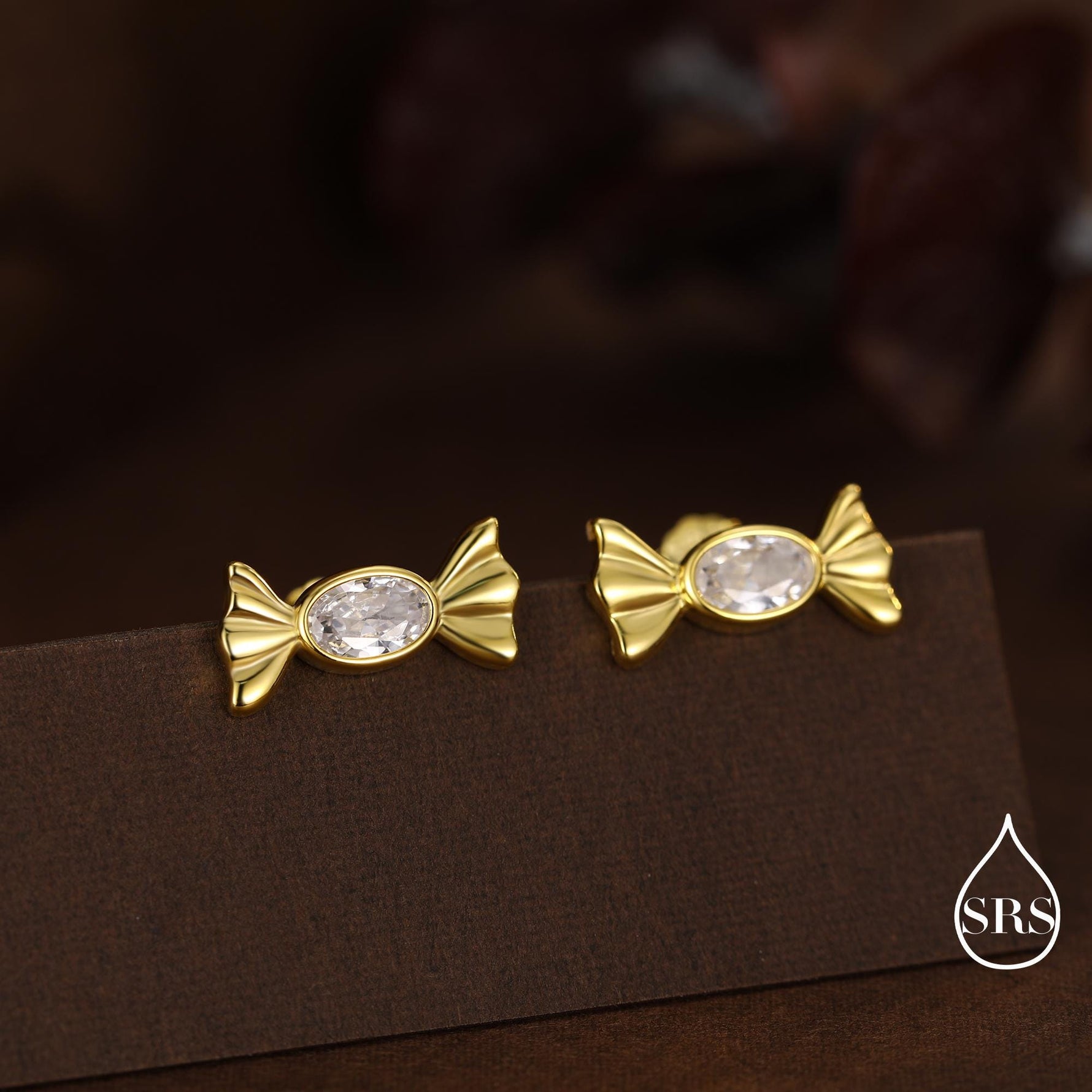 CZ Candy Stud Earrings in Sterling Silver, Silver or Gold Finish, Small Candy Sweet Earrings