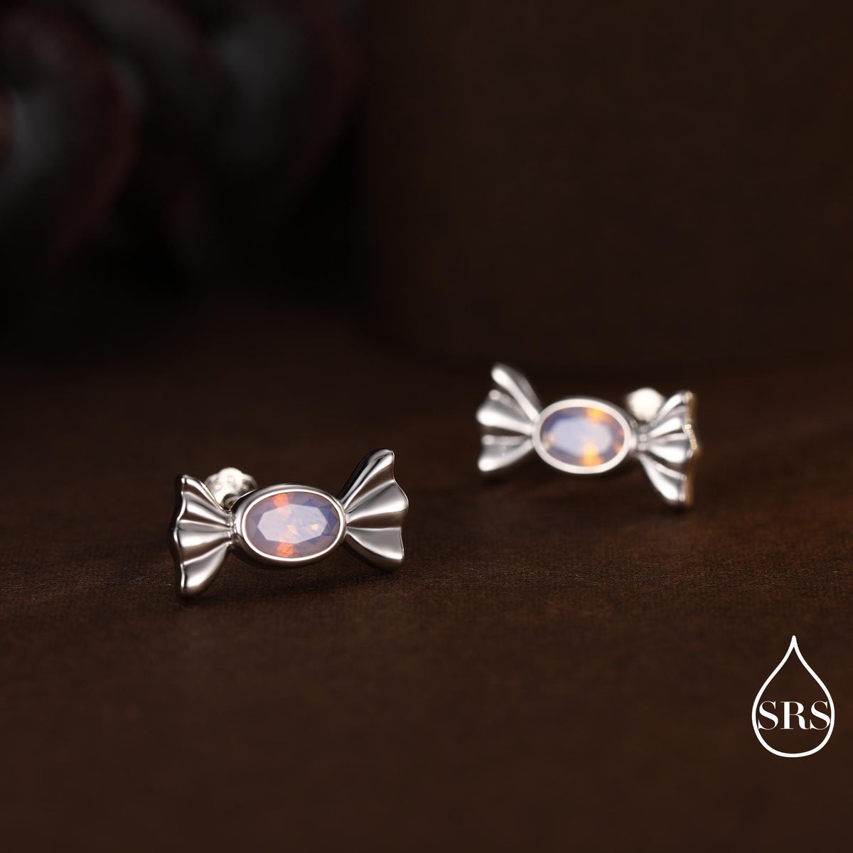 Opal Pink CZ Candy Stud Earrings in Sterling Silver, Silver or Gold Finish, Small Candy Sweet Earrings