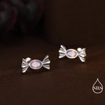 Opal Pink CZ Candy Stud Earrings in Sterling Silver, Silver or Gold Finish, Small Candy Sweet Earrings