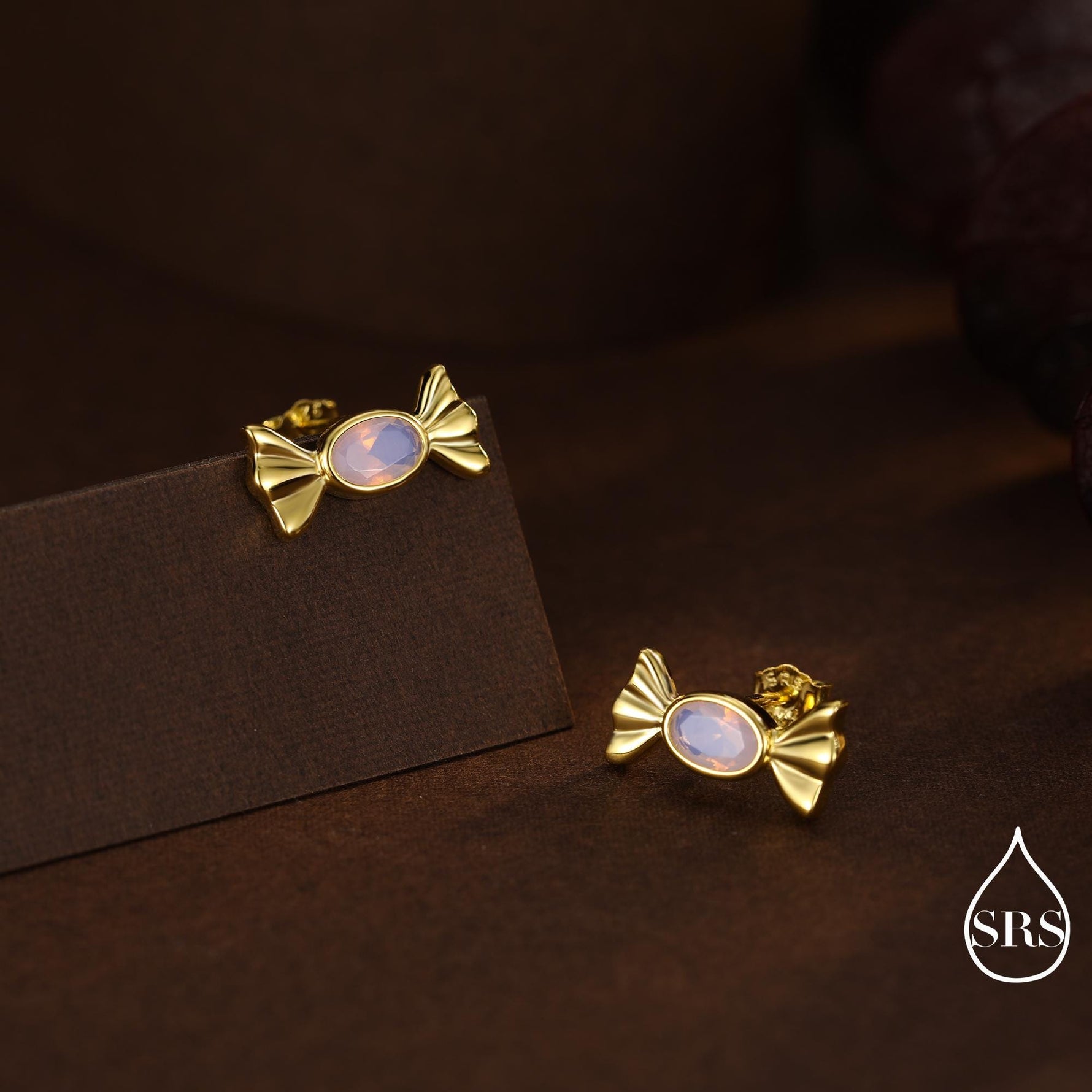 Opal Pink CZ Candy Stud Earrings in Sterling Silver, Silver or Gold Finish, Small Candy Sweet Earrings