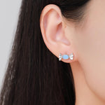 Opal Blue CZ Candy Stud Earrings in Sterling Silver, Silver or Gold Finish, Small Candy Sweet Earrings