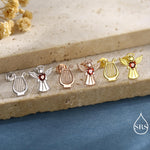Mismatched Angel and Lyre Stud Earrings in Sterling Silver, Available in 3 Finishes - Silver, Gold and Rose Gold, Silver Angel Earrings