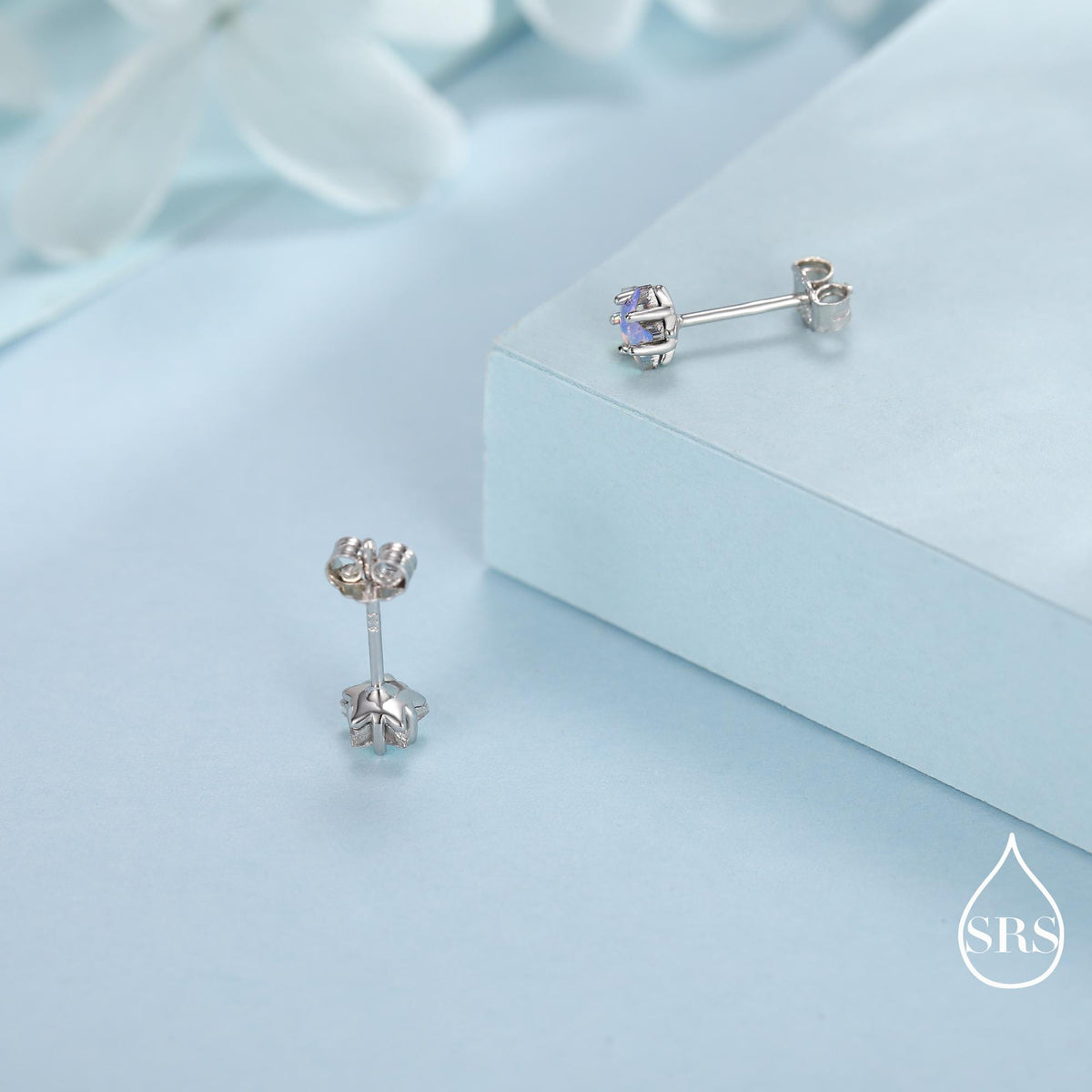 Aurora AB Crystal CZ Star Stud Earrings in Sterling Silver, 5mm Colour Changing Crystals, Star Earrings, Crystal Star Stud