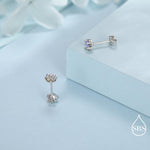 Aurora AB Crystal CZ Star Stud Earrings in Sterling Silver, 5mm Colour Changing Crystals, Star Earrings, Crystal Star Stud