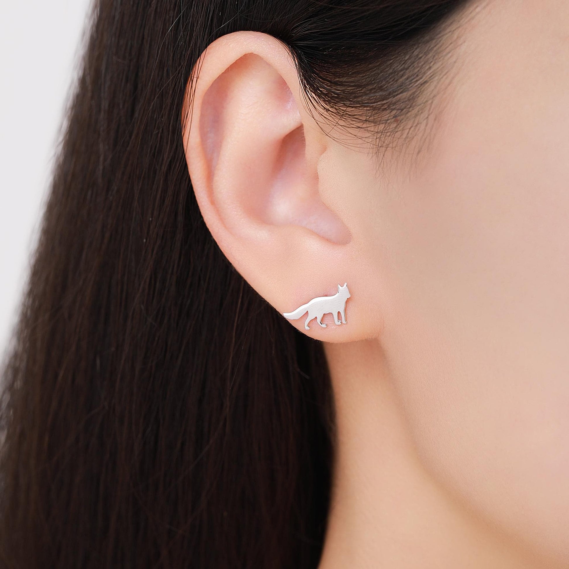 Mismatched Fox and Crow Stud Earrings in Sterling Silver, Cute Fun Quirky, Silver or Gold Finish, Gift for Her, Animal Lover