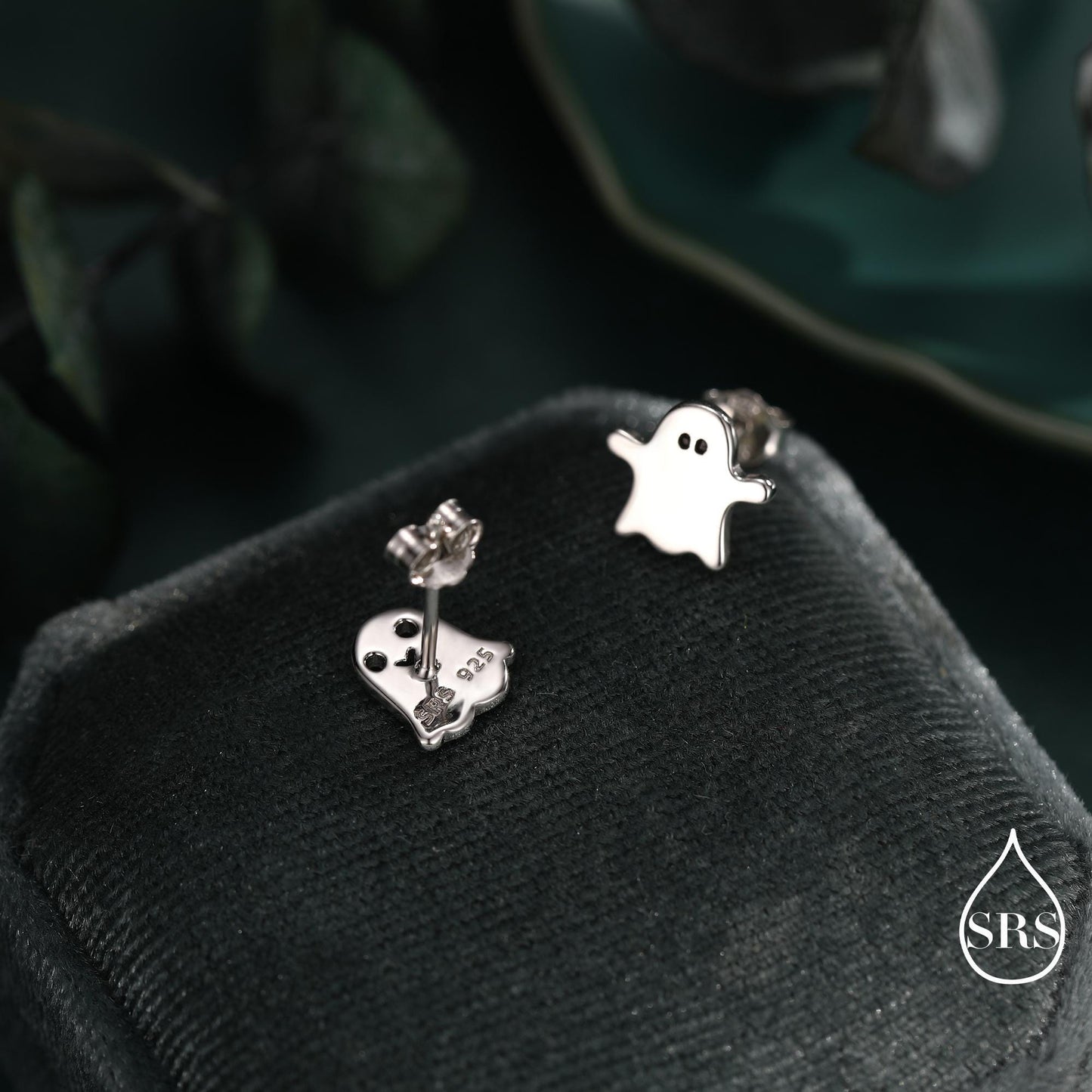 Mismatched Ghost Stud Earrings in Sterling Silver, Tiny Ghost Earrings, Cute Halloween Jewellery