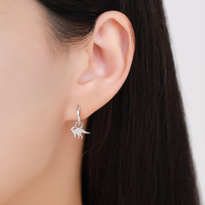 Sterling Silver Mismatched Parasaurolophus and Stegosaurus Hoop Earrings – Dinosaur Jewellery for Prehistoric Lovers, Detachable Hoops