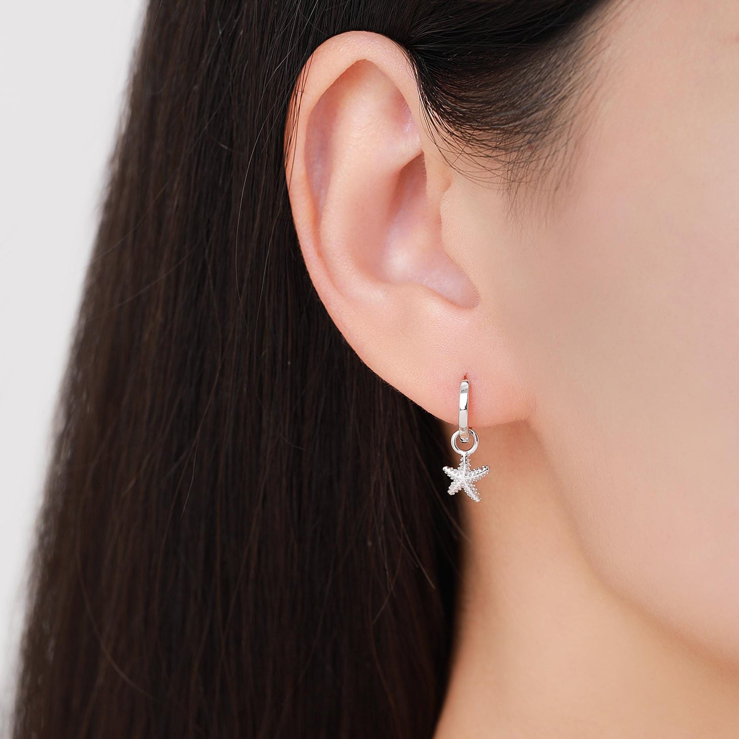 Sterling Silver Crab and Starfish Huggie Hoops, Silver, Gold or Rose Gold Finish, Detachable Cute Sea Star Hoop Earrings, Starfish Earrings