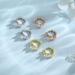 Baguette CZ Cluster Huggie Hoop in Sterling Silver, Silver or Gold, Geometric Hoop Earrings