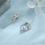Baguette CZ Cluster Huggie Hoop in Sterling Silver, Silver or Gold, Geometric Hoop Earrings