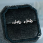 Baguette CZ Cluster Huggie Hoop in Sterling Silver, Silver or Gold, Geometric Hoop Earrings