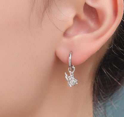 Dragonfly and Stag Beetle Charms for Huggie Hoops in Sterling Silver, Sold as a Pair, Insect Charms for Hoops