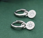 Disk Charms for Huggie Hoops in Sterling Silver, Sold as a pair, Mandala Flower Disk Charms for Earrings, Silver, Gold or Rose Gold