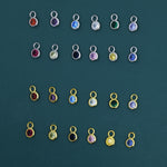 Birthstone CZ Charms for Huggie Hoops in Sterling Silver, Gold, or Rose Gold Finish, Detachable Earrings Charms