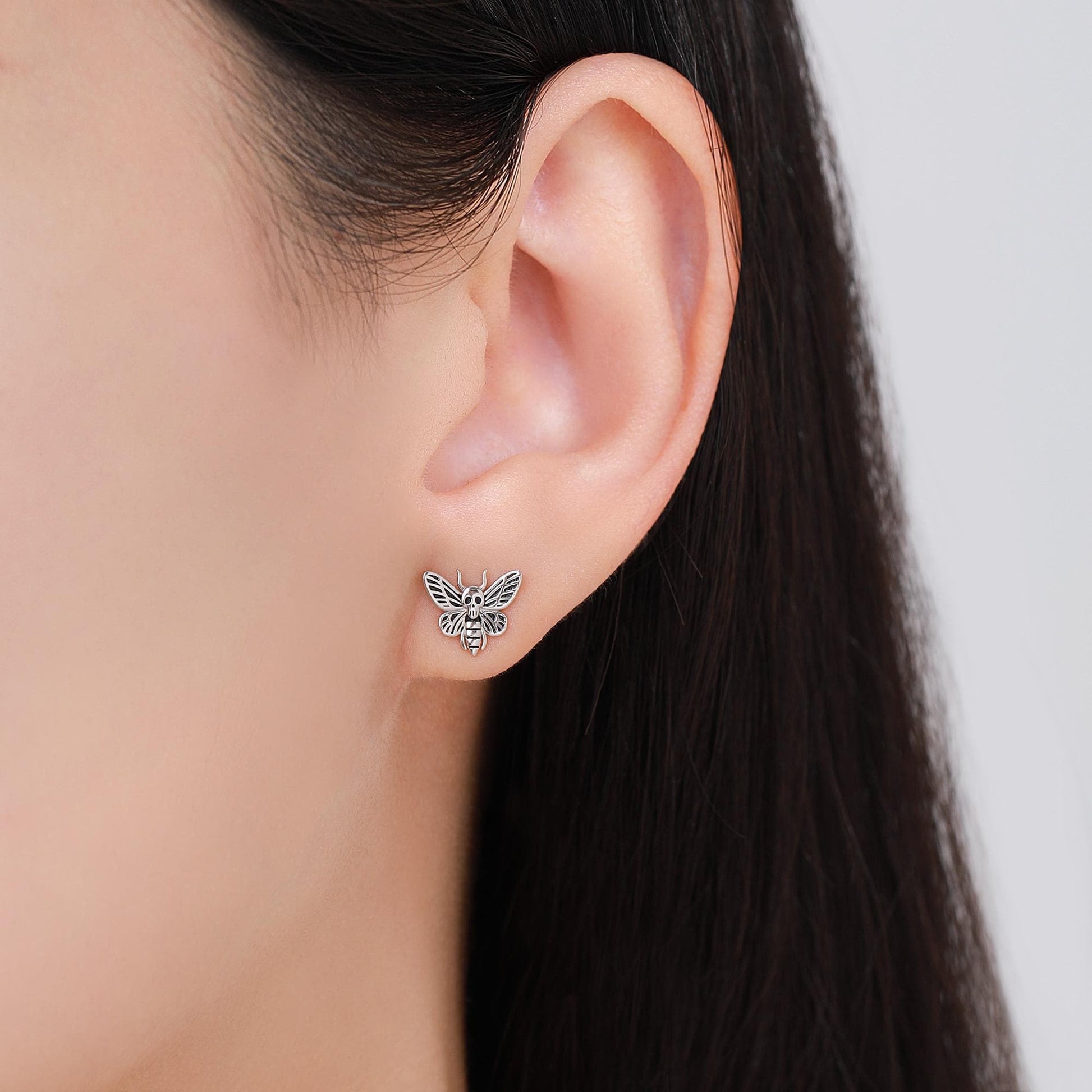 Death's-head Hawkmoth Moth Screw Back /Flat Back / Stud Earrings in Sterling Silver, Silver, Gold or Rose Gold, Nature Inspired