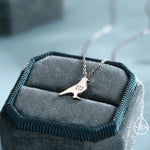 Pigeon Charm Hoops and Pendant Necklace in Sterling Silver, Rhodium Coated Cute Pigeon Necklace and Earrings, Nature Inspired