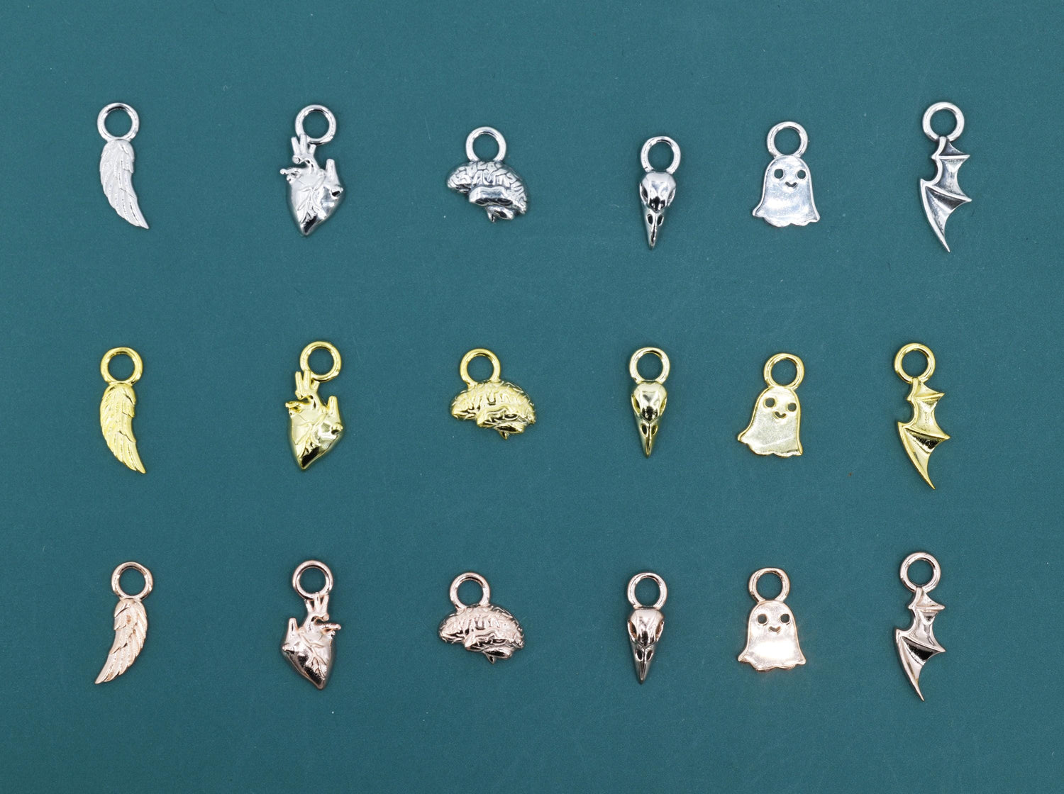 Halloween Theme Charms for Huggie Hoops, Sold as a pair, Sterling Silver Charms for Earrings, Detachable, Silver or Gold or Rose Gold