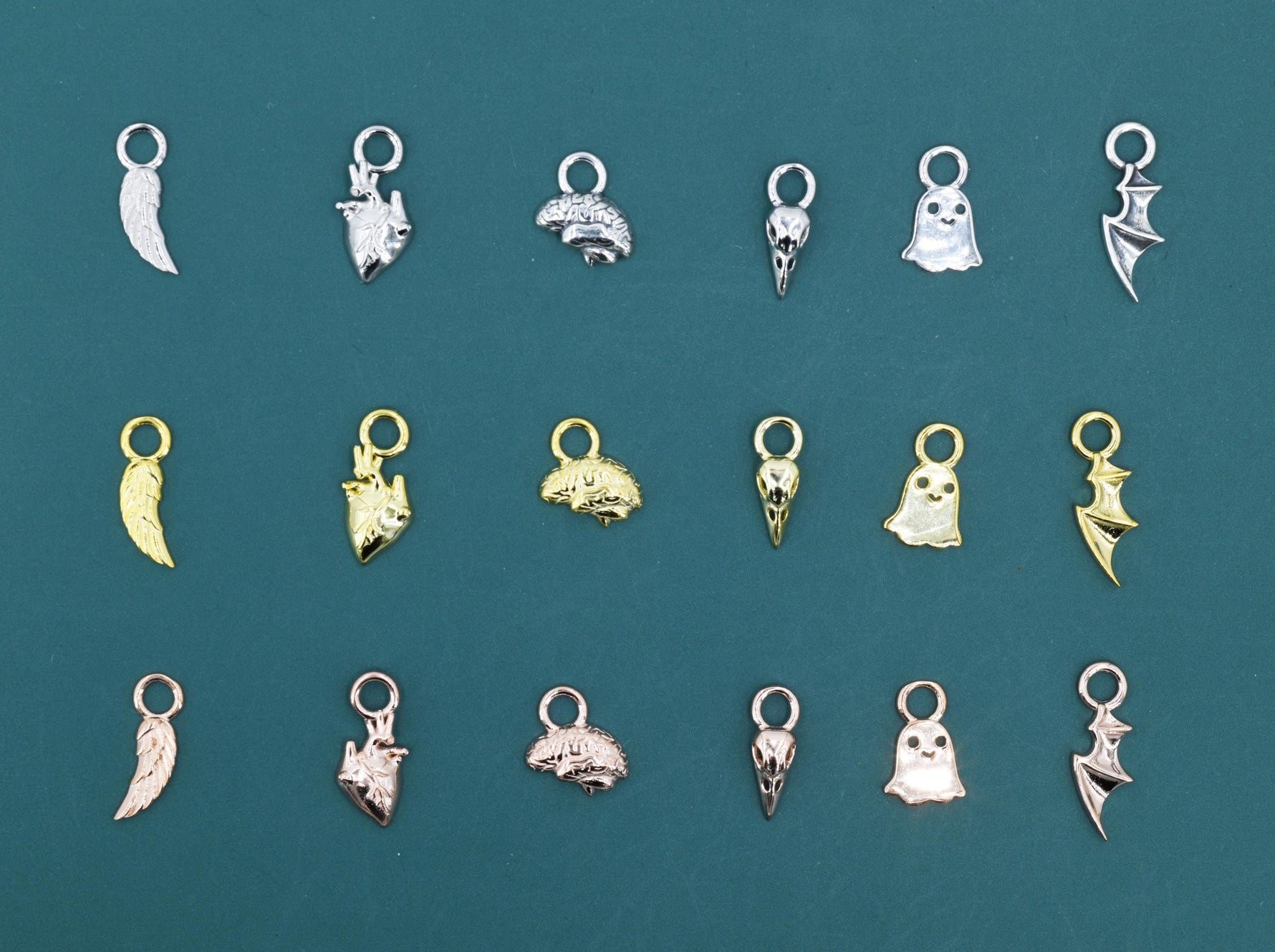 Halloween Theme Charms for Huggie Hoops, Sold as a pair, Sterling Silver Charms for Earrings, Detachable, Silver or Gold or Rose Gold