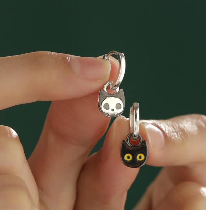 Halloween Charms for Huggie Hoops, Sold as a pair, Sterling Silver Charms for Earrings, Detachable, Silver or Gold or Rose Gold