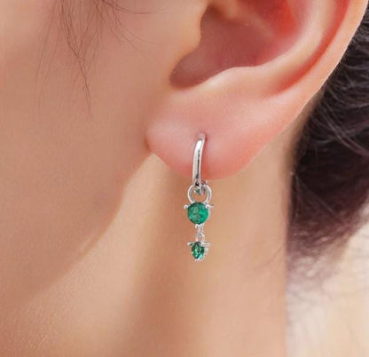 Double CZ Charms for Huggie Hoops in Sterling Silver, Sold as a Pair, CZ Charms for Earrings, Detachable, Silver or Gold,