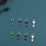 Double CZ Charms for Huggie Hoops in Sterling Silver, Sold as a Pair, CZ Charms for Earrings, Detachable, Silver or Gold,