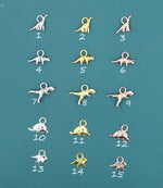 Dinosaur Collection Charms for Huggie Hoops, Sold as a pair, Sterling Silver Charms for Earrings, Detachable, Silver or Gold or Rose Gold