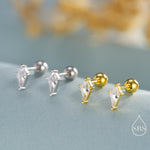 Rhombus CZ Screwback / Flat Back/ Stud Earrings in Sterling Silver, Silver or Gold, Kite Shape Crystal Earrings, Geometric Minimalist Design