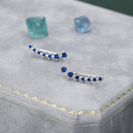 Sterling Silver Sapphire Blue CZ Ear Crawler Earrings, Silver Blue Climber Earrings, CZ Ear Climbers