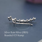 Sterling Silver Sapphire Blue CZ Ear Crawler Earrings, Silver Blue Climber Earrings, CZ Ear Climbers