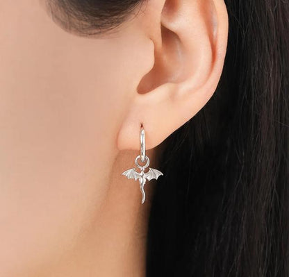 Dragon Collection Charms for Huggie Hoops, Sold as a pair, Sterling Silver Charms for Earrings, Detachable, Silver or Gold or Rose Gold