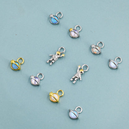 Extra Terrestrial Charms for Huggie Hoops – Planet and Astronaut Charms in Sterling Silver, Silver or Gold Finish