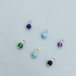 4mm Natural Semi-Precious Gemstones Charms for Huggie Hoops in Sterling Silver, Sold as a Pair, Charms for Earrings, Silver or Gold,