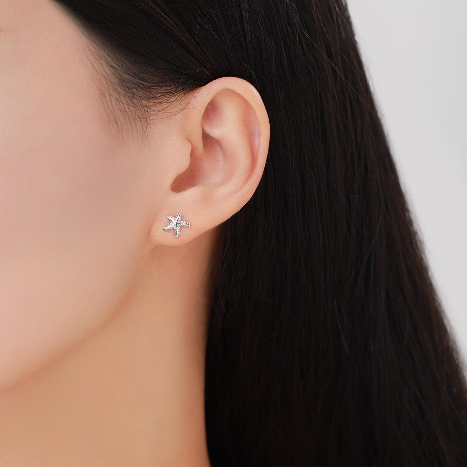 Mismatched Tiny Seashell and Starfish Stud Earrings in Sterling Silver, Silver, Gold or Rose Gold, Asymmetric Shell and Sea Star Earrings