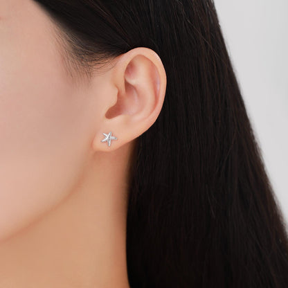 Mismatched Tiny Seashell and Starfish Stud Earrings in Sterling Silver, Silver, Gold or Rose Gold, Asymmetric Shell and Sea Star Earrings