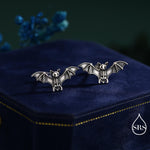 Oxidised Bat Skeleton Stud Earrings