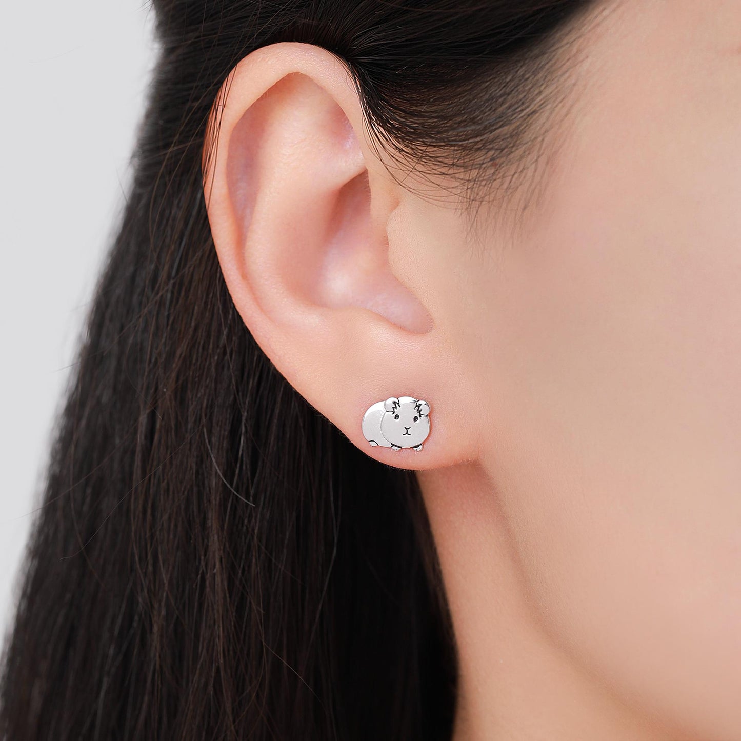 Cute Guinea Pig Stud Earrings in Sterling Silver, Silver Gold or Rose Gold, Guinea Pig Stud Earrings, Pet Earrings, Guinea Pig Earrings