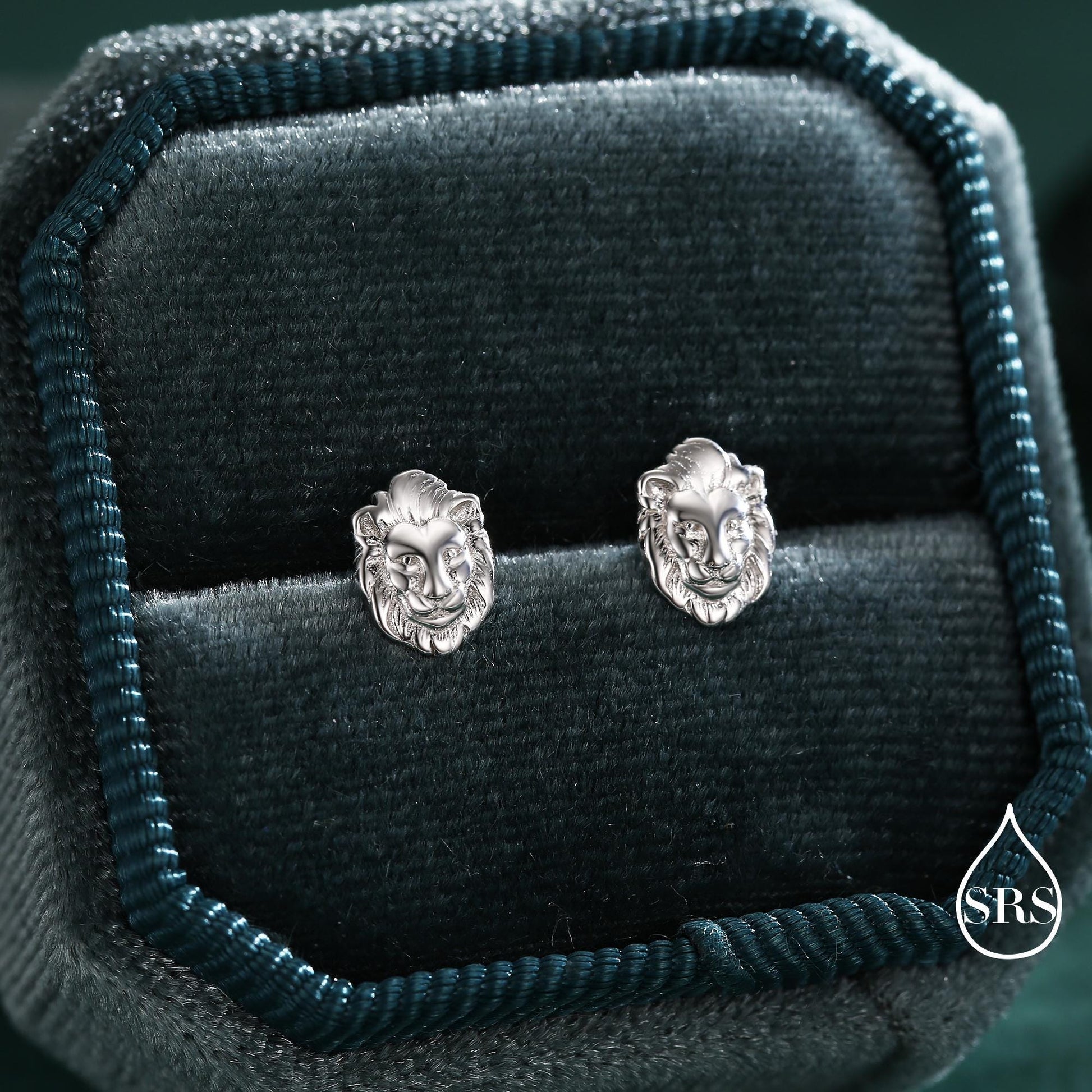 Lion Head Stud Earrings in Sterling Silver, Silver or Gold, Animal Earrings, Nature Inspired