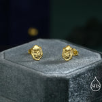 Lion Head Stud Earrings in Sterling Silver, Silver or Gold, Animal Earrings, Nature Inspired