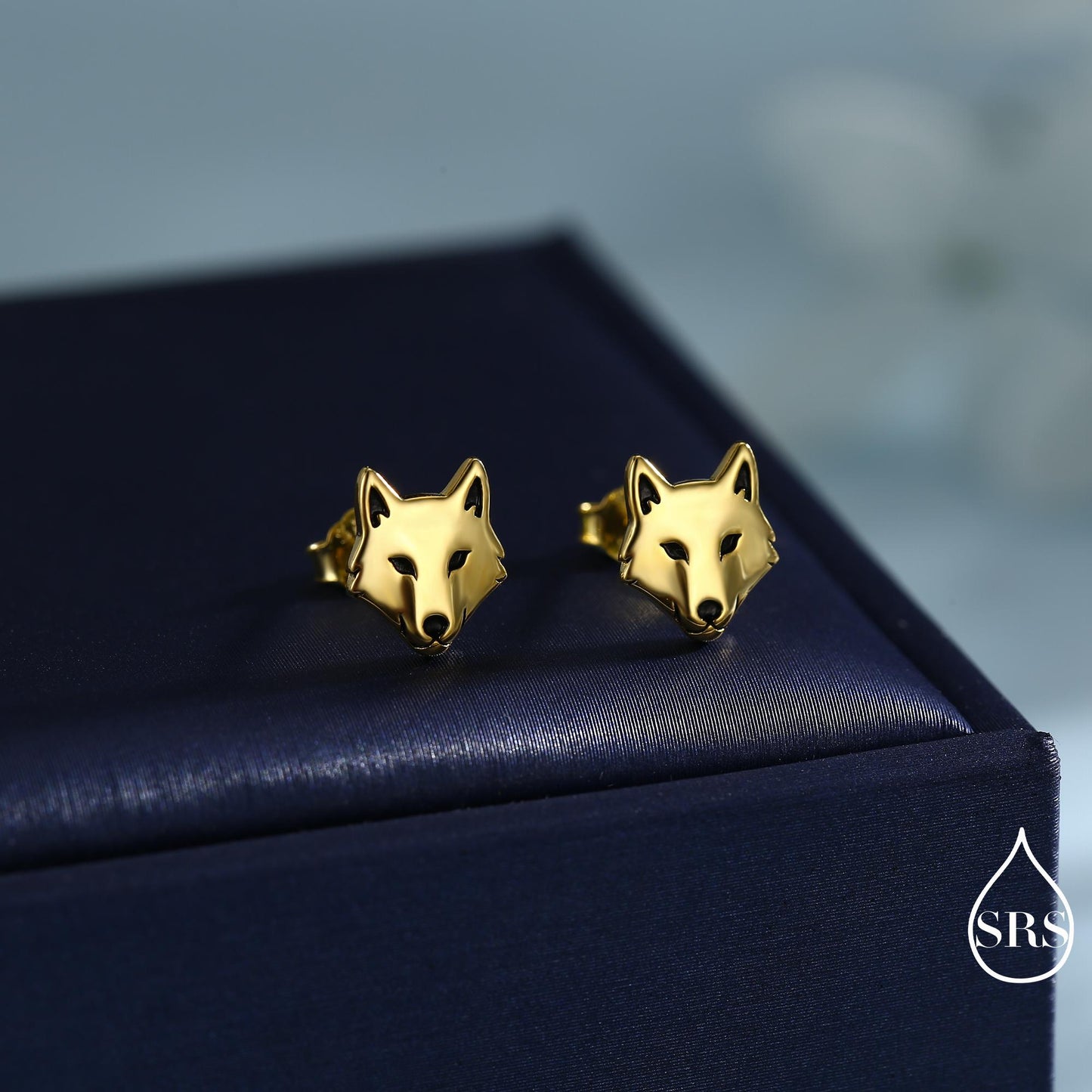 Wolf Head Stud Earrings in Sterling Silver, Silver or Gold or Rose Gold Finish, Wolf Earrings, Nature Inspired Animal Earrings