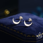 Sterling Silver Crescent Moon Stud Earrings, Celestial Moon Earrings