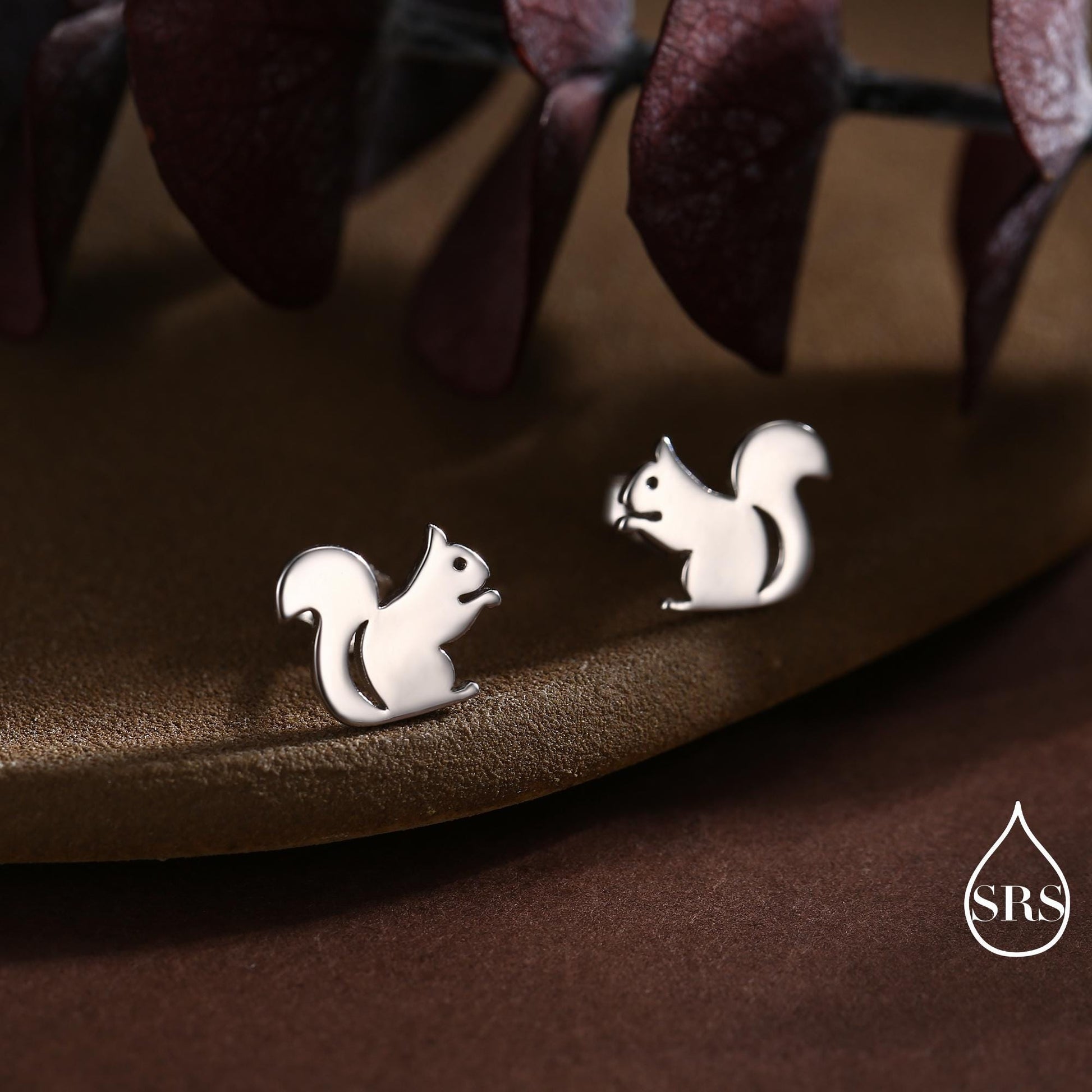 Squirrel Stud Earrings in Sterling Silver, Cute Fun Quirky, Gift for Her, Animal Lover, Nature Inspired