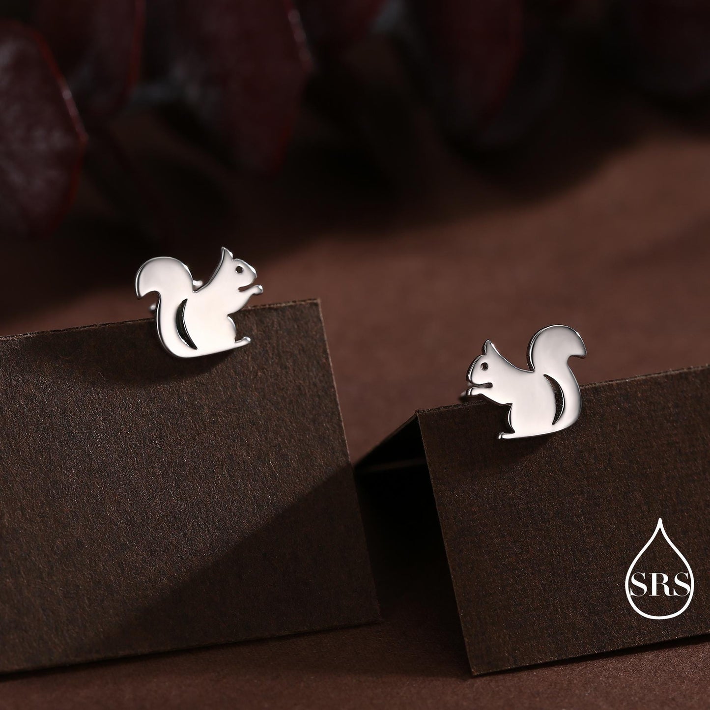 Squirrel Stud Earrings in Sterling Silver, Cute Fun Quirky, Gift for Her, Animal Lover, Nature Inspired D11