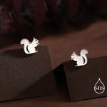 Squirrel Stud Earrings in Sterling Silver, Cute Fun Quirky, Gift for Her, Animal Lover, Nature Inspired