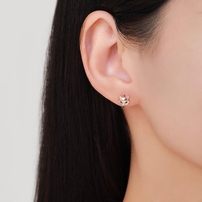 Fox Head Stud Earrings in Sterling Silver - Animal Stud Earrings - Cute, Fun, Whimsical