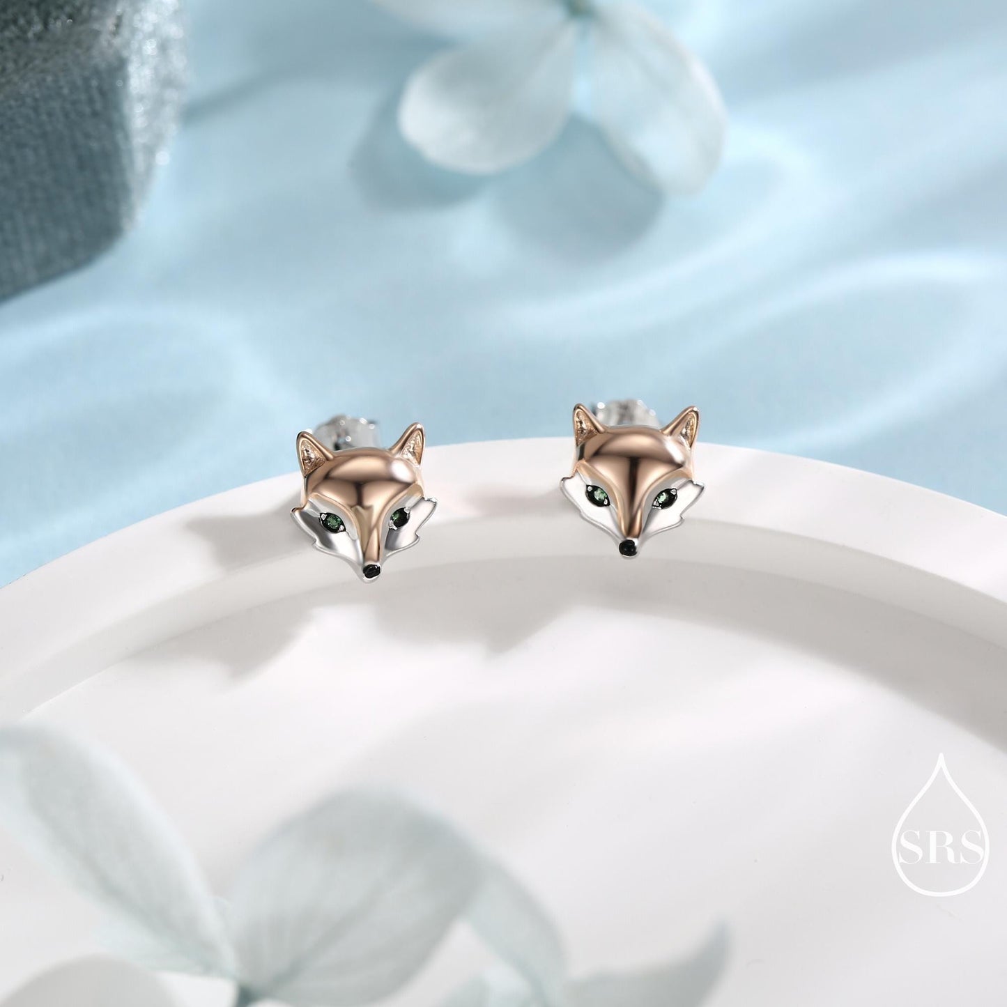 Fox Head Stud Earrings in Sterling Silver - Animal Stud Earrings - Cute, Fun, Whimsical