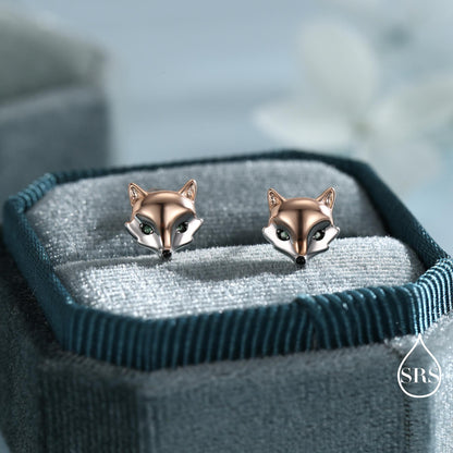Fox Head Stud Earrings in Sterling Silver - Animal Stud Earrings - Cute, Fun, Whimsical
